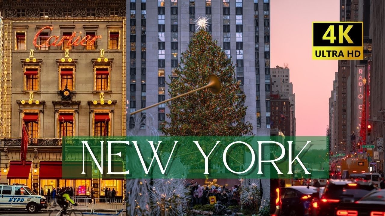 ⁴ᴷ New York Midtown Christmas Tree evening walking 12/02/2022