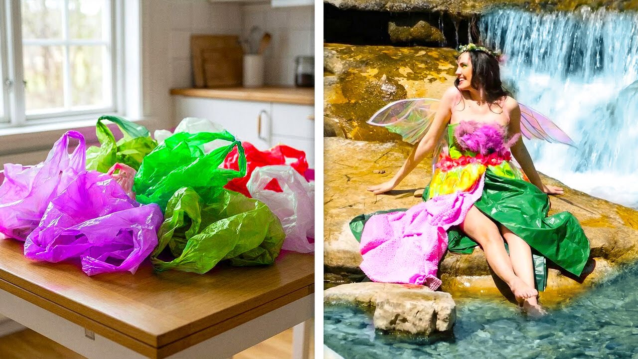 Trash to Fashion: Plastic Bag Dress Transformation ♻️