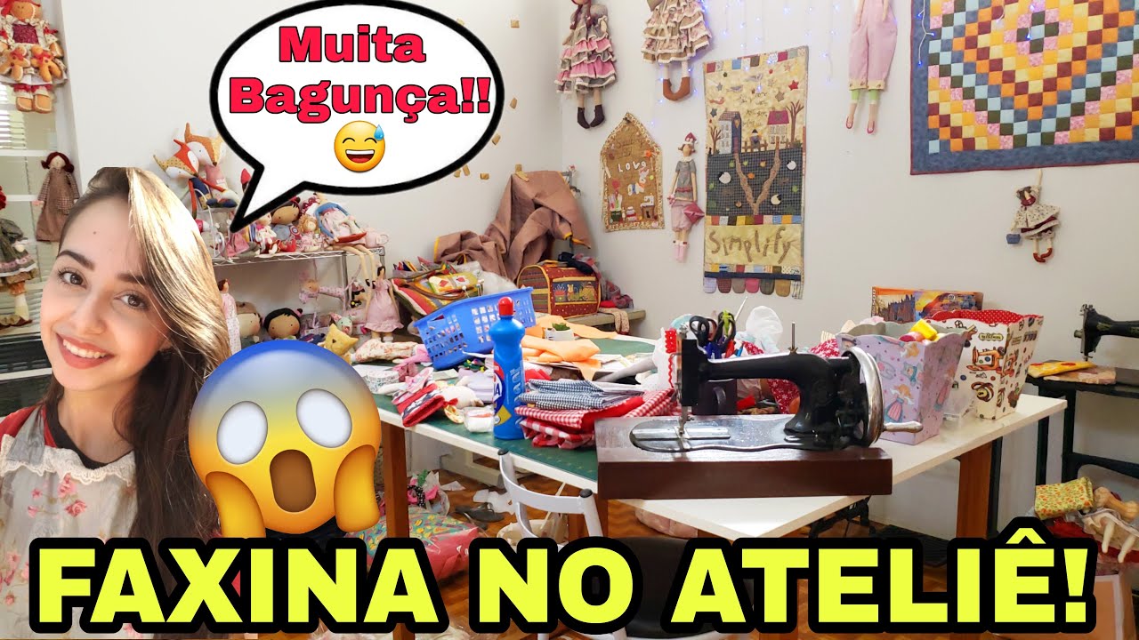 ARRUME COMIGO: FAXINA NO MEU ATELIÊ DE COSTURA (muita bagunça🤣) Dia de Organização no Atelier 🙈✨