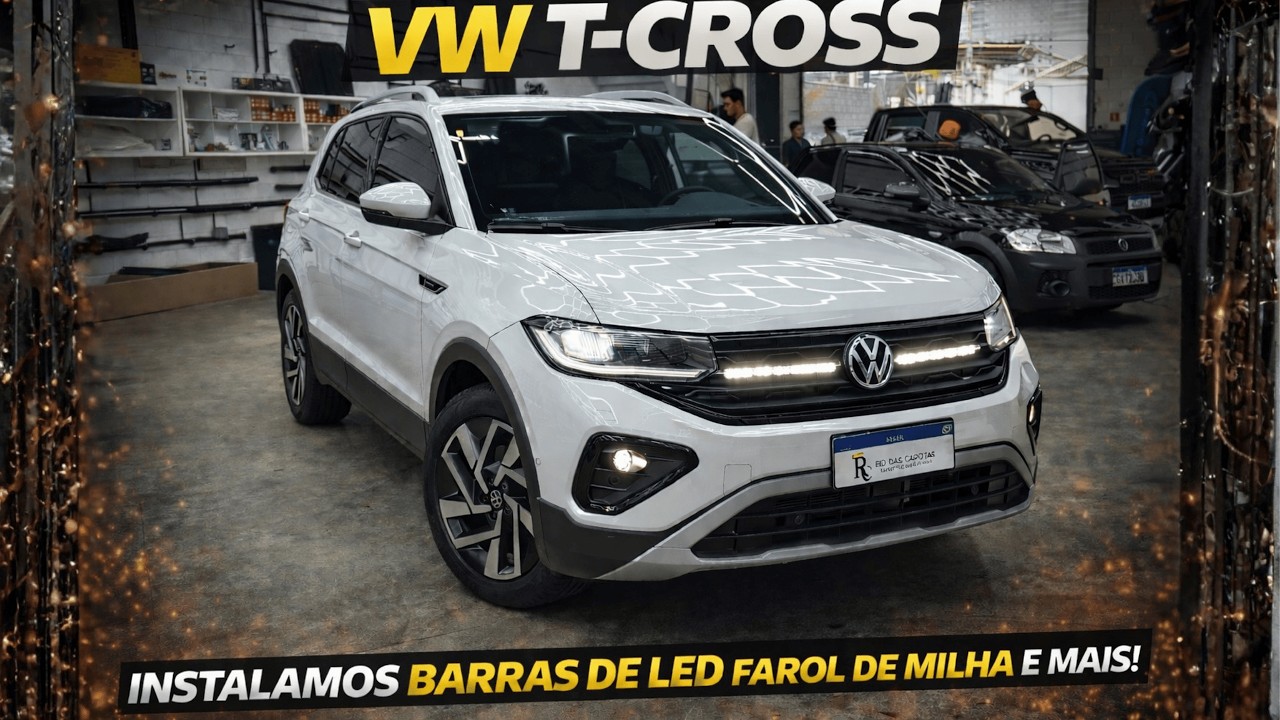 2 VW T-CROSS 2025 2026 Instalamos Barras de Led da Grade Farol de Milha Grade Cromada e Muito Mais!