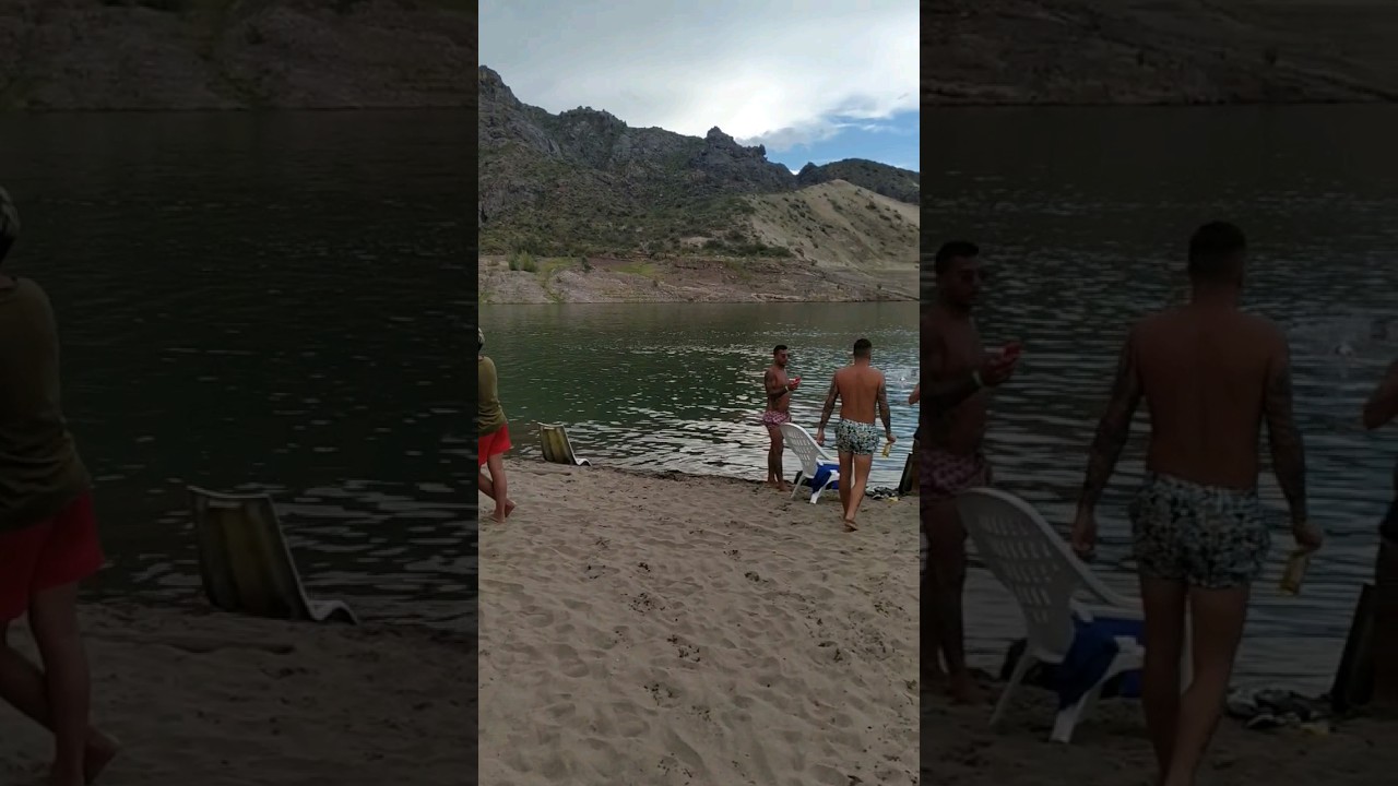 Playa en medio del ca&ntilde;&oacute;n del atuel en San Rafael Mendoza