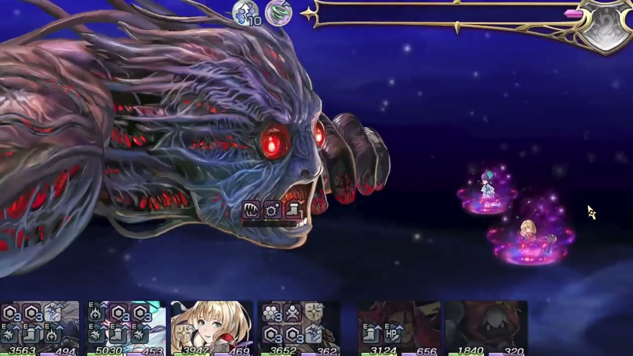 The battle against Chronos Menas (Another Eden Part 1 final boss, challenge version)