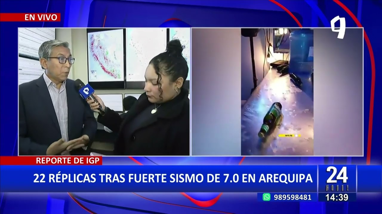 IGP: se han registrado 22 réplicas tras sismo de 7.0 en Arequipa