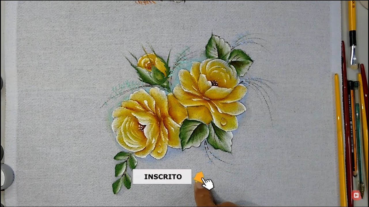 #DicaRapidaSemana - Vamos Aprender a Pintar Rosas Amarelas, Folhas e Botões