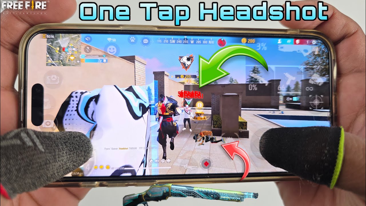 One tap headshot m1887 shotgun full map gameplay free fire in iPhone 16 Pro Max with handcam