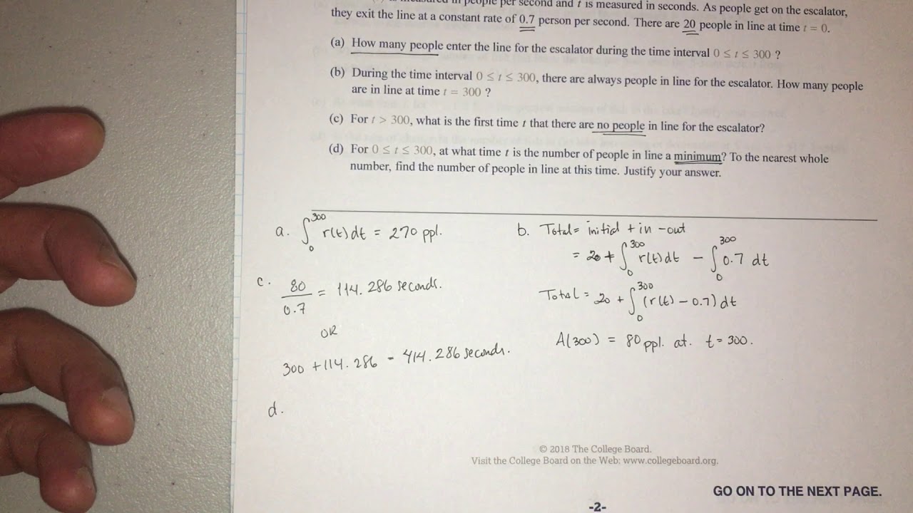 AP Calculus AB: Rate Accumulation FRQ in Preparation for AP Exam 2020