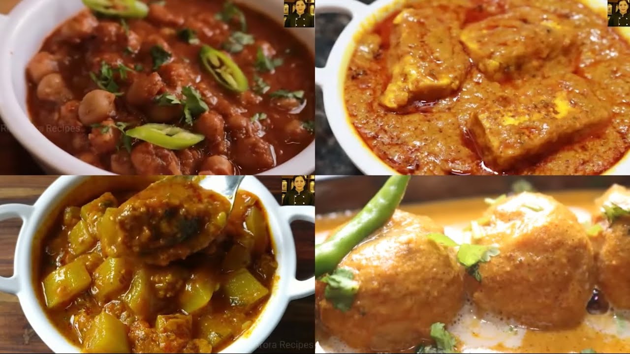 बिना प्याज़ लहसुन की स्वादिष्ट सब्ज़ी- Chole Masala, Paneer Masala, Malai Kofta, Loki ki Sabji