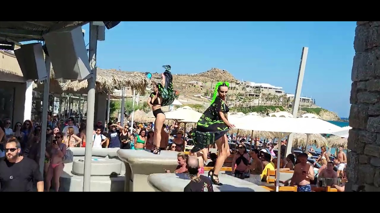Awesome Party Scene at Paradise Beach Mykonos, Greece