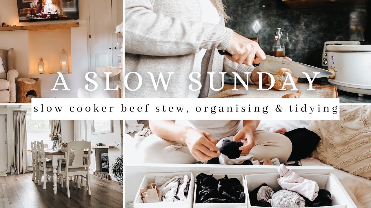 Slow Sunday In My English Cottage | slow cooker beef stew, organising, flower arranging, chatty vlog