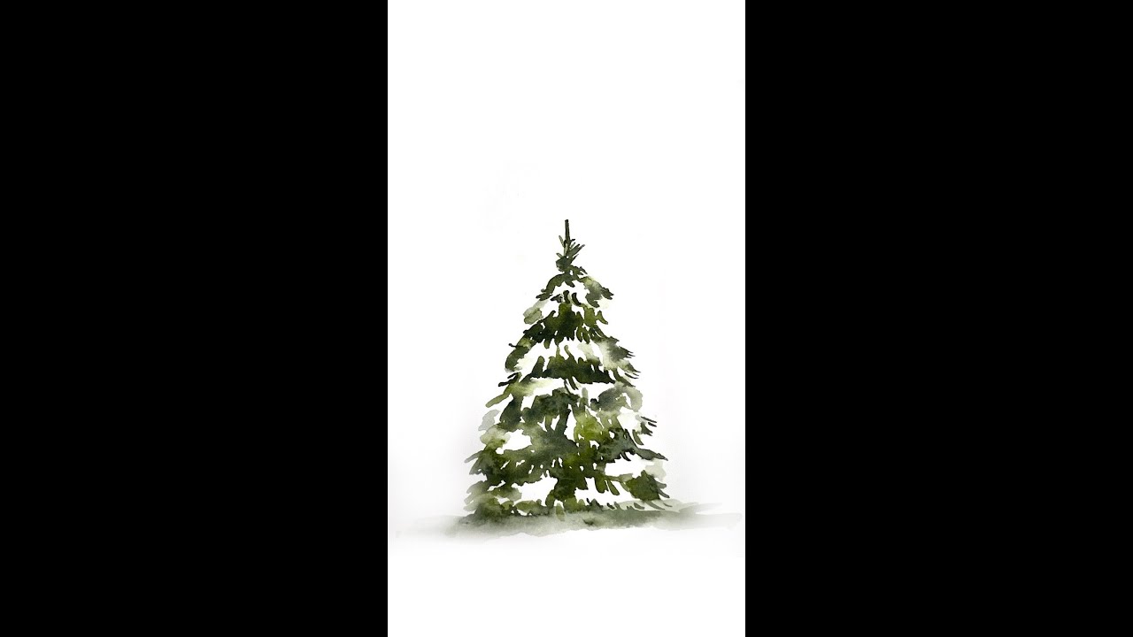 How to paint a snow covered evergreen tree!