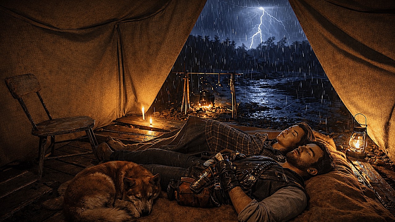 Together Under a Tent In Forest Camp |John and Abigale Spend Night on a Cozy Tent in storm|RDR2 ASMR
