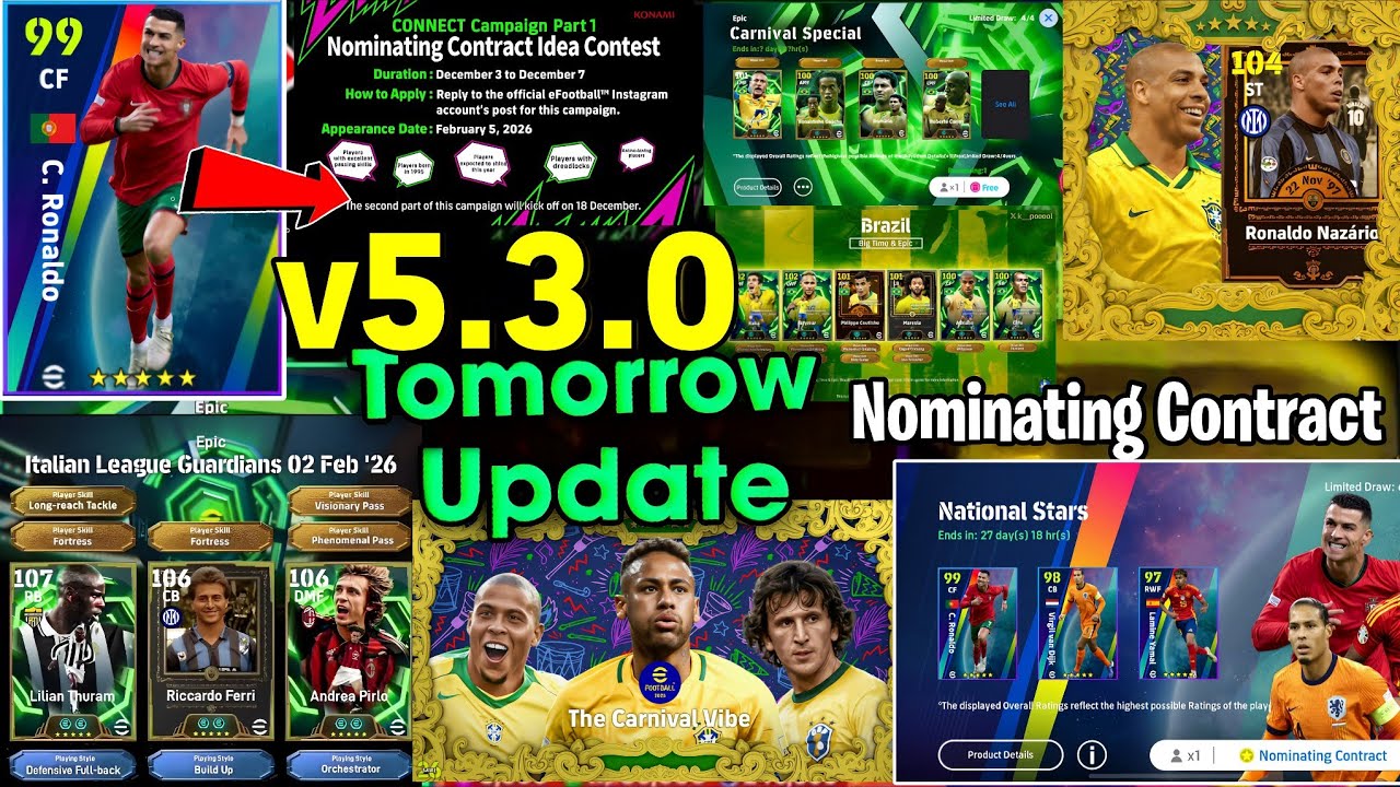 🚨 Officially Big Update! Free Epic + Carnival Campaign + Monday Update Leaks in eFootball 2026 