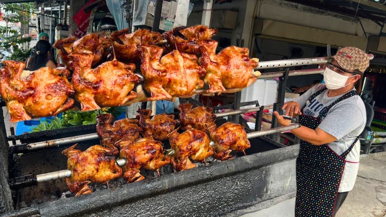 Amazing! Asian Chef Grilling 200Roasted Chickens With Charcoal in Few Hours| Thai Street Food