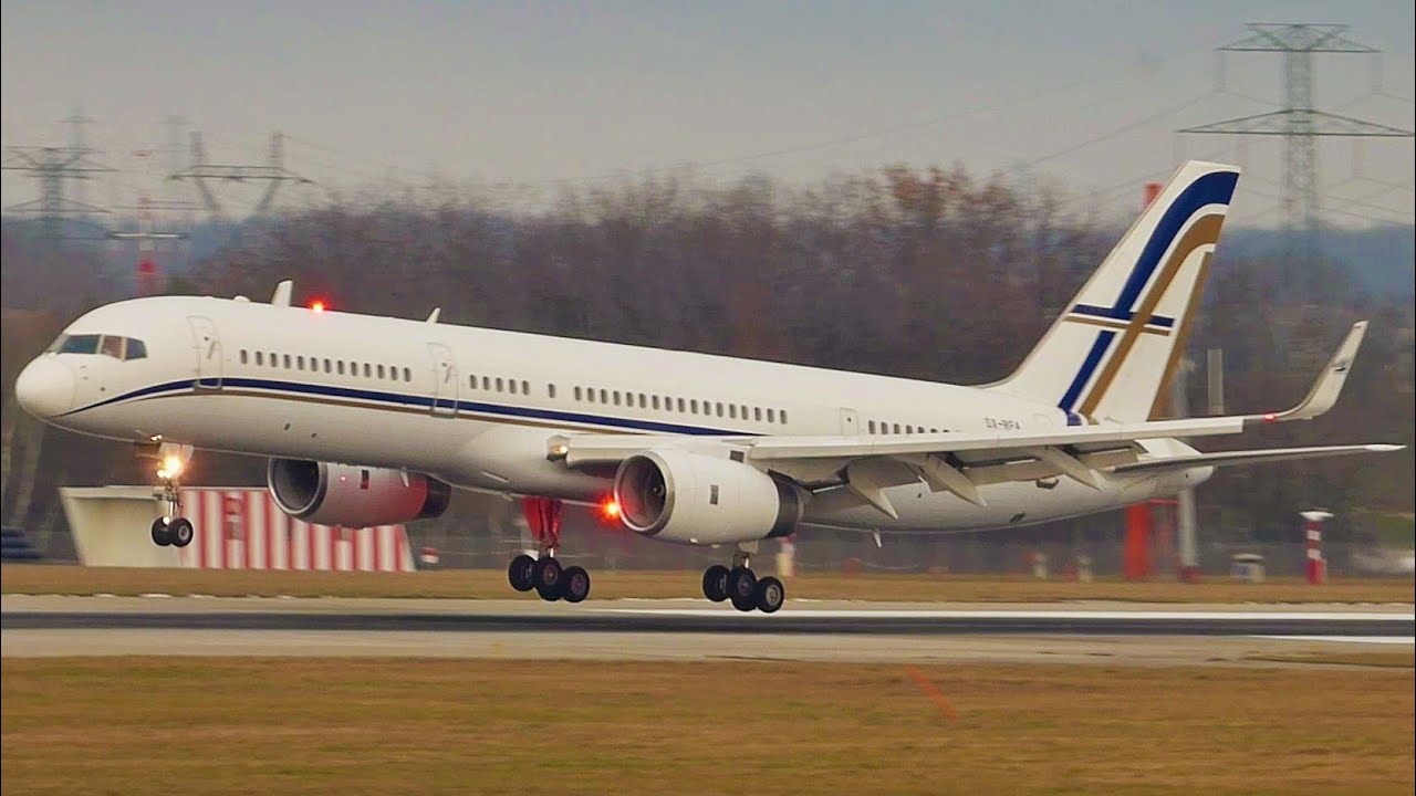 [FullHD] GainJet Boeing 757-200(WL) landing & takeoff at Geneva/GVA/LSGG