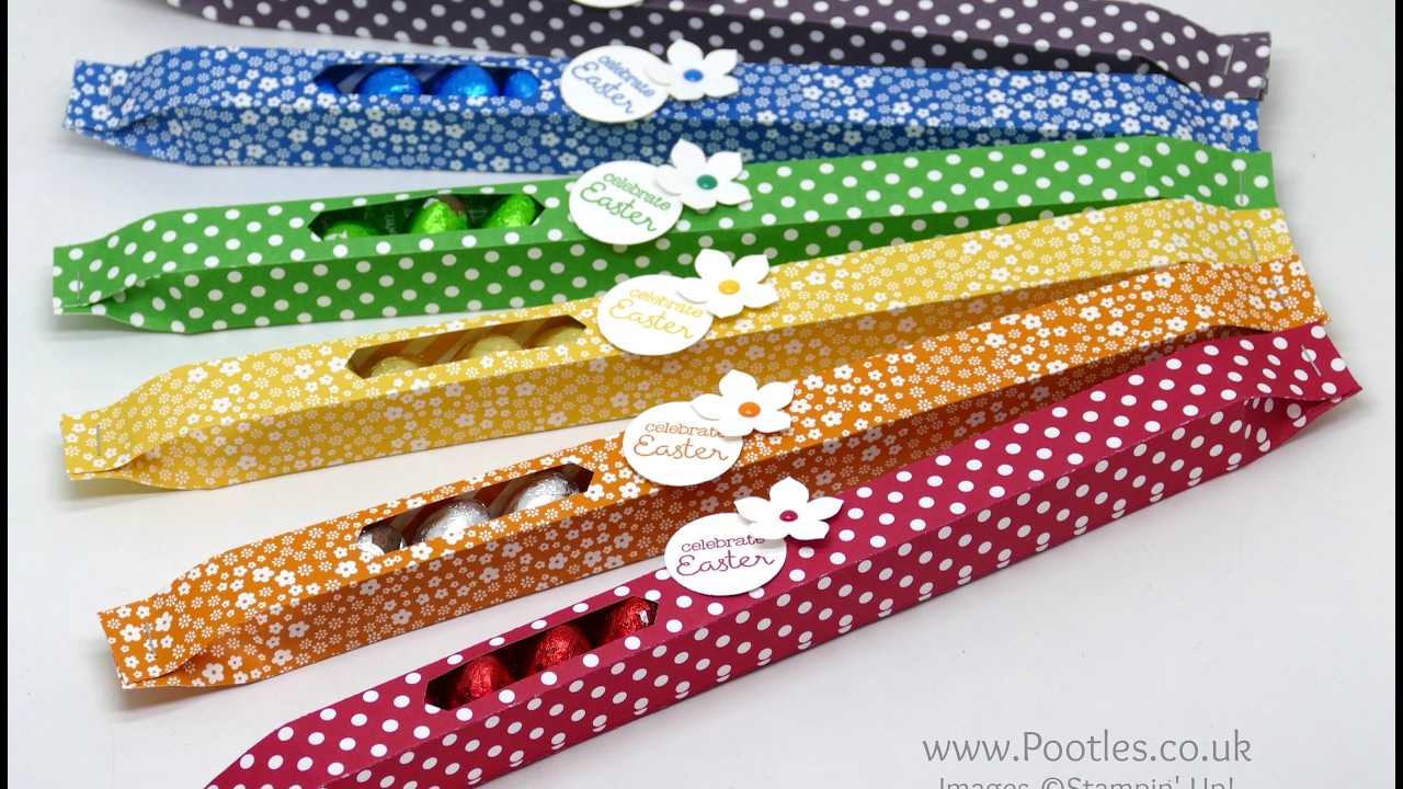 Long Slender Chocolate Egg Boxes using Stampin' Up! DSP