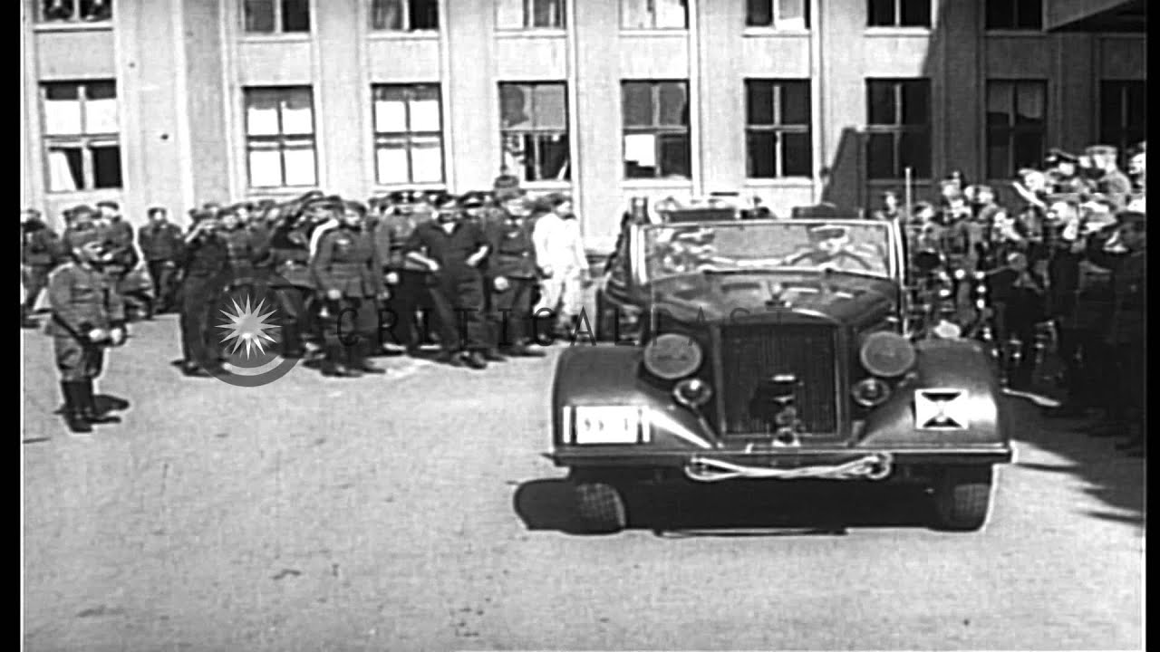 Heinrich Himmler and other German officers visit a camp near Minsk, Belarus. HD Stock Footage