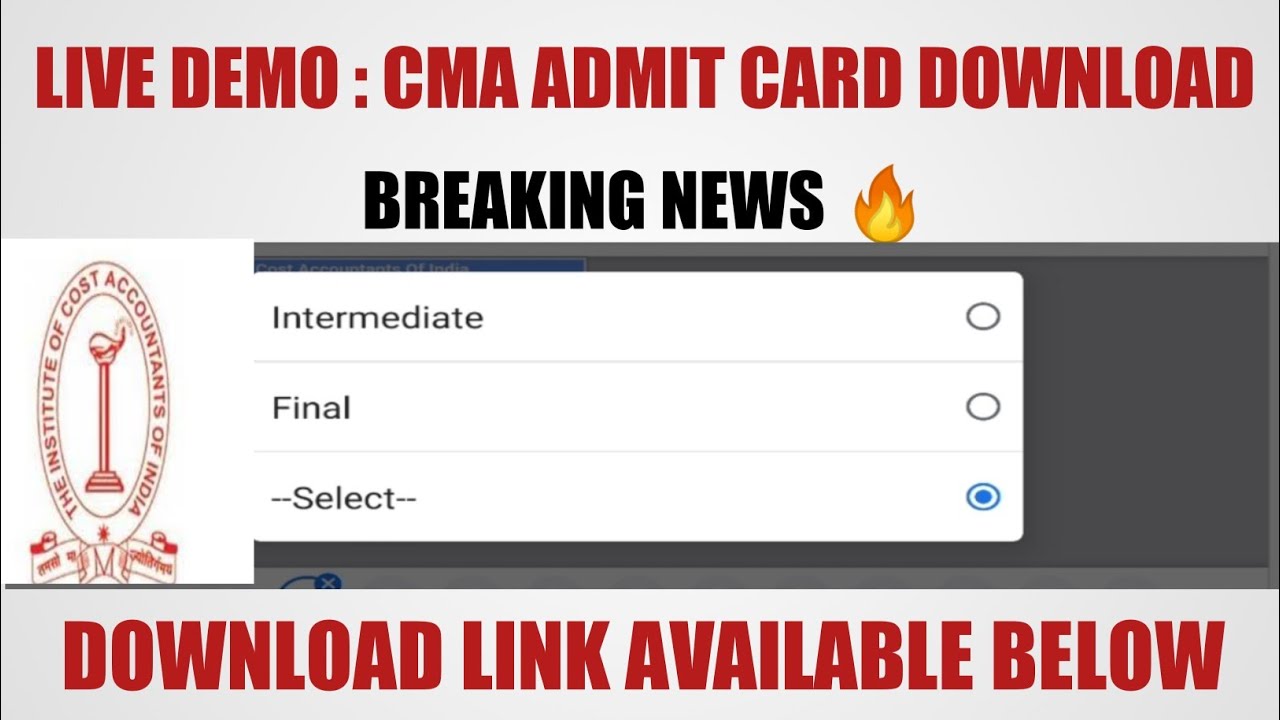 LIVE DEMO : How To Download CMA Admit Card Jan2021 Exam