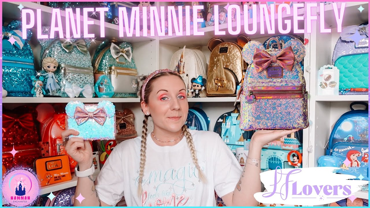 Unboxing LF Lovers Loungefly Mini Backpack Disney Planet Minnie Mouse UV Pink Iridescent Sequin Bag