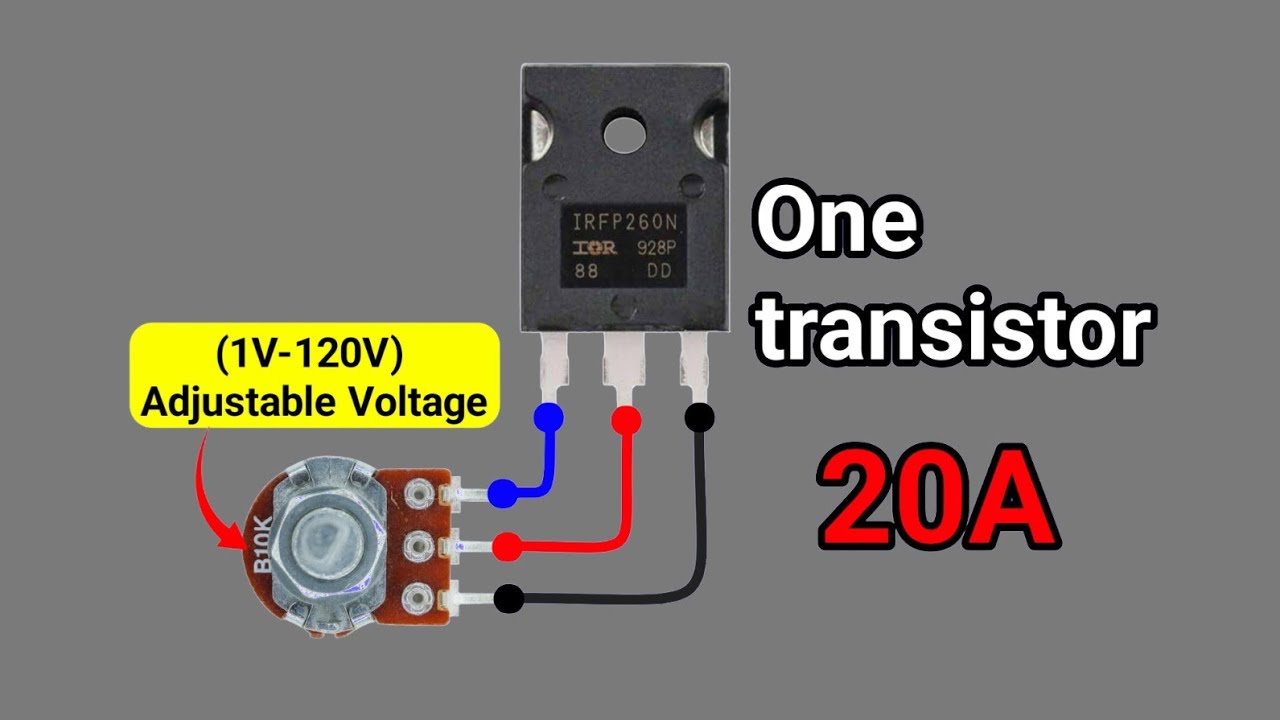 Make Adjustable Voltage Regulator Using One Transistor | Mosfet Voltage Control Circuit 
