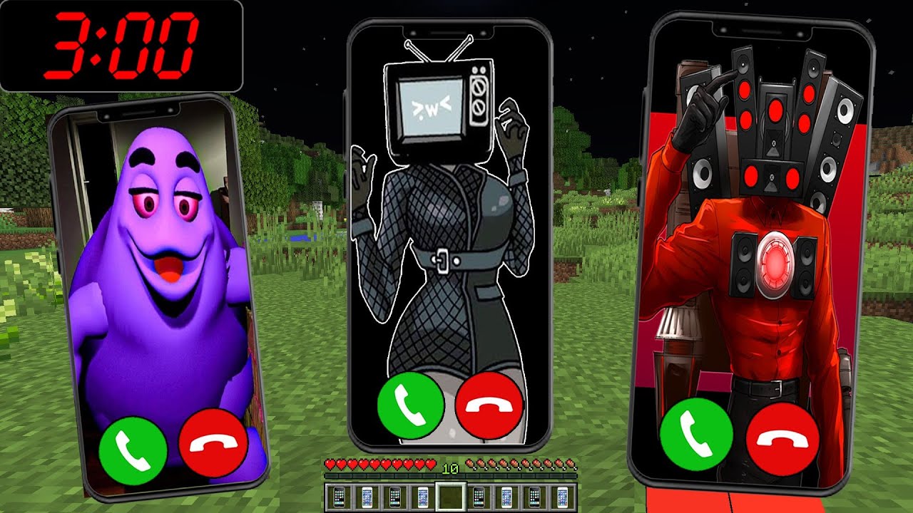 NIGDY NIE ODBIERAJ TELEFONU OD TV WOMAN, GRIMACE, SPEAKERMAN O 3 W NOCY w Minecraft!