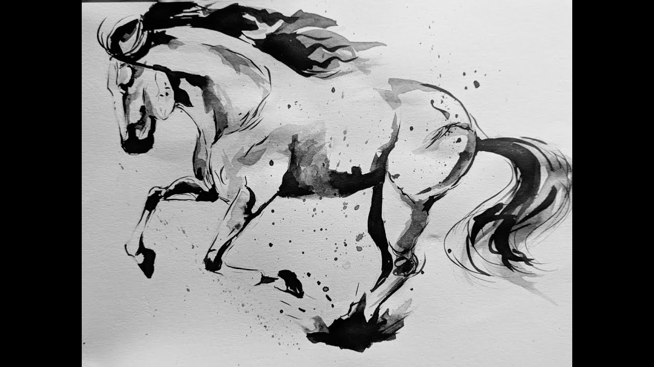 tutorial caballo en tinta china