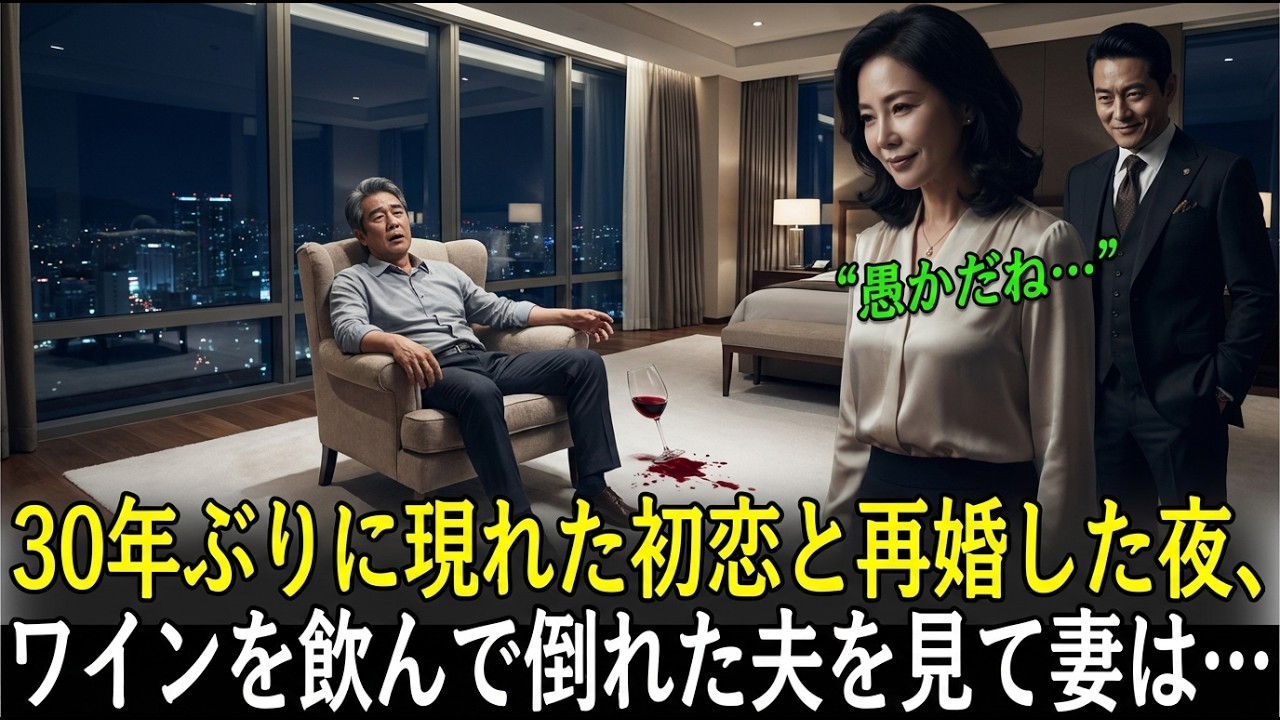 【スカッと】 30年ぶりに現れた初恋と再婚した夜、ワインを飲んで倒れた夫を見て妻は… 【因果応報】