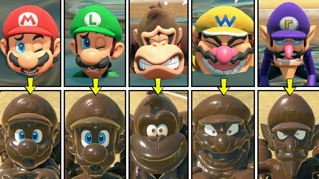 Mario Kart World: All Characters Sinking In Chocolate