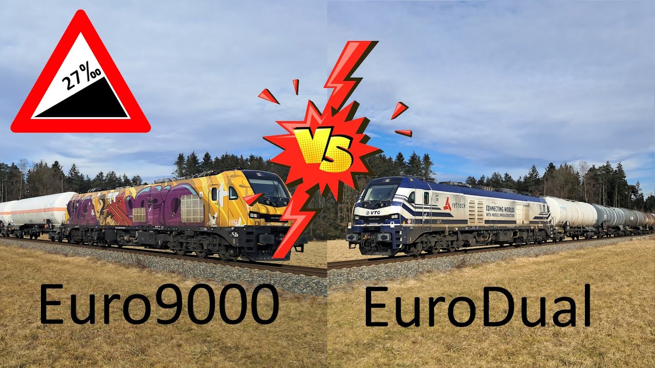 Dieselpower extrem - Euro9000 vs. Eurodual in der Steigung mit Gasgkesselzug nach Wacker