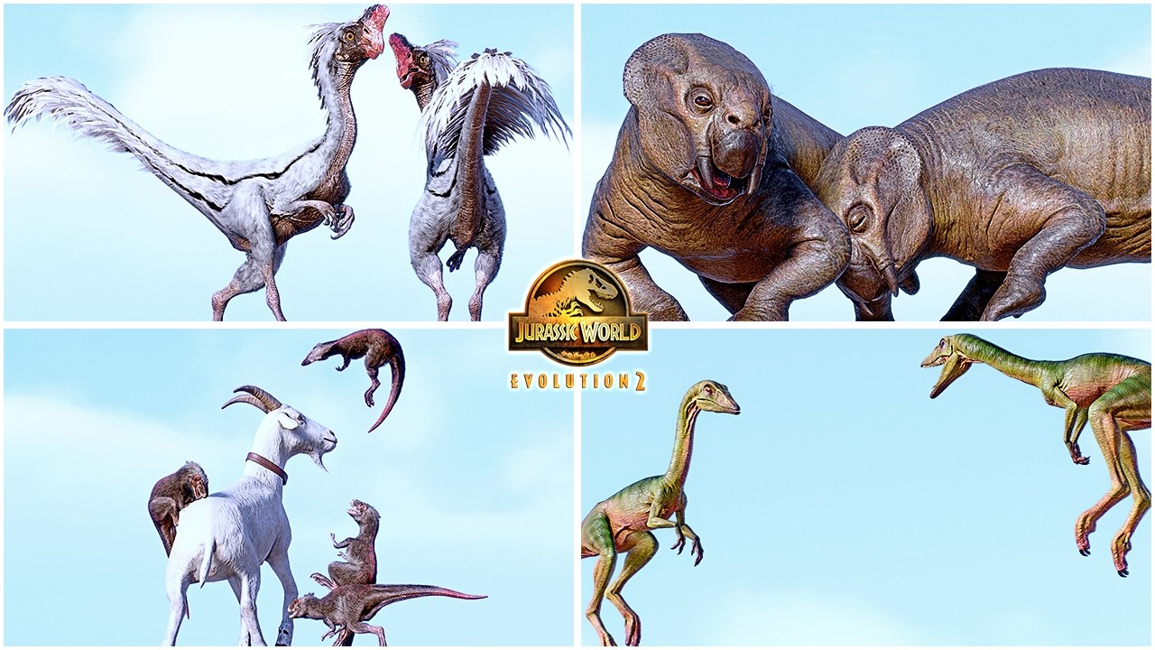Moros Intrepidus, Lystrosaurus, Oviraptor, Compsognathus All Animations 🦖 Jurassic World Evolution 2