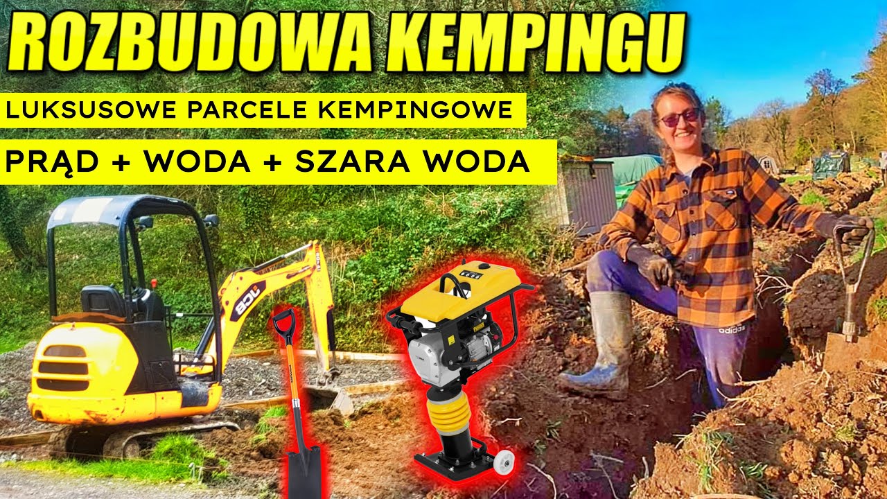 POLE KEMPINGOWE: Praca na polu KEMPINGOWYM w Anglii. BUDOWA: prąd + woda + ścieki. KARAWANING w UK