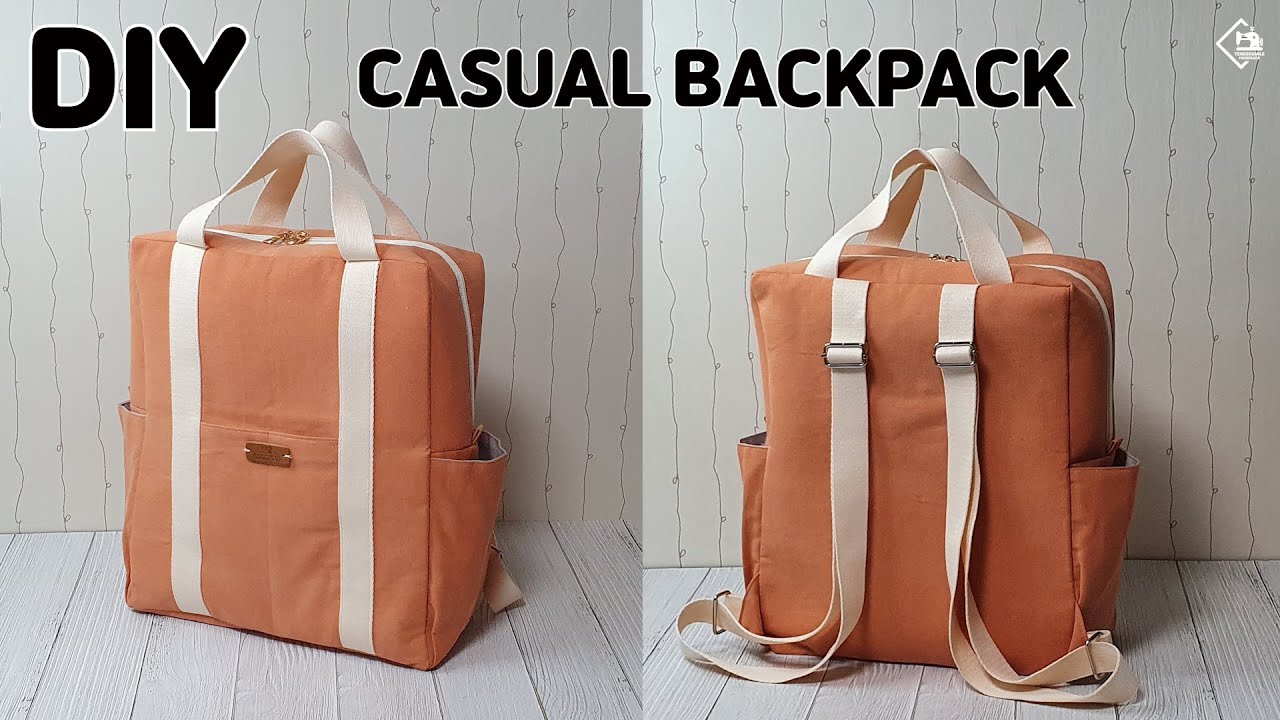DIY 3-POCKET CASUAL BACKPACK/ Zipper Backpack/ Travel Rucksack/sewing tutorial[Tendersmile Handmade]