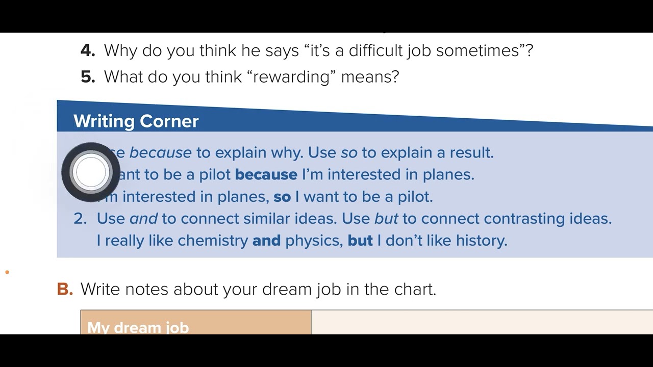 شرح درس Writing Corner للصف الاول متوسط - Super Goal 1 - الوحدة التاسعة