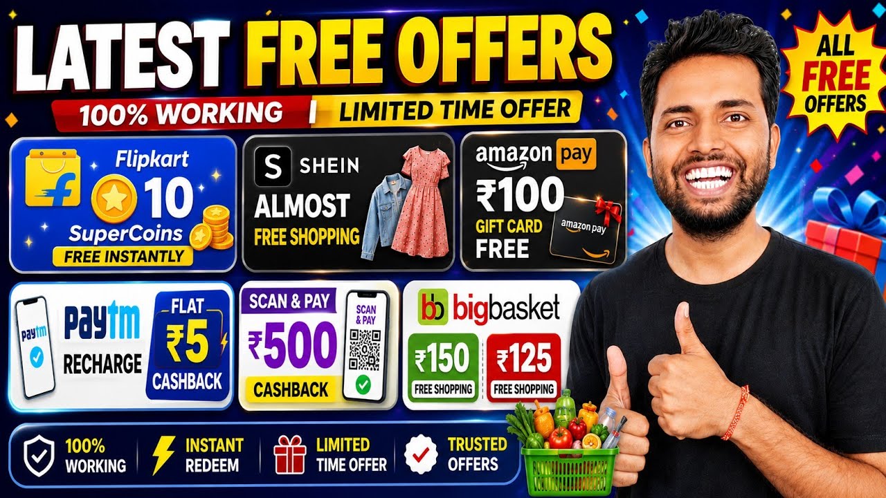 Shein Almost FREE Shopping - Flipkart Free SuperCoins - Scan & Pay ₹500 - Bigbasket ₹150+₹125 Free✅✅
