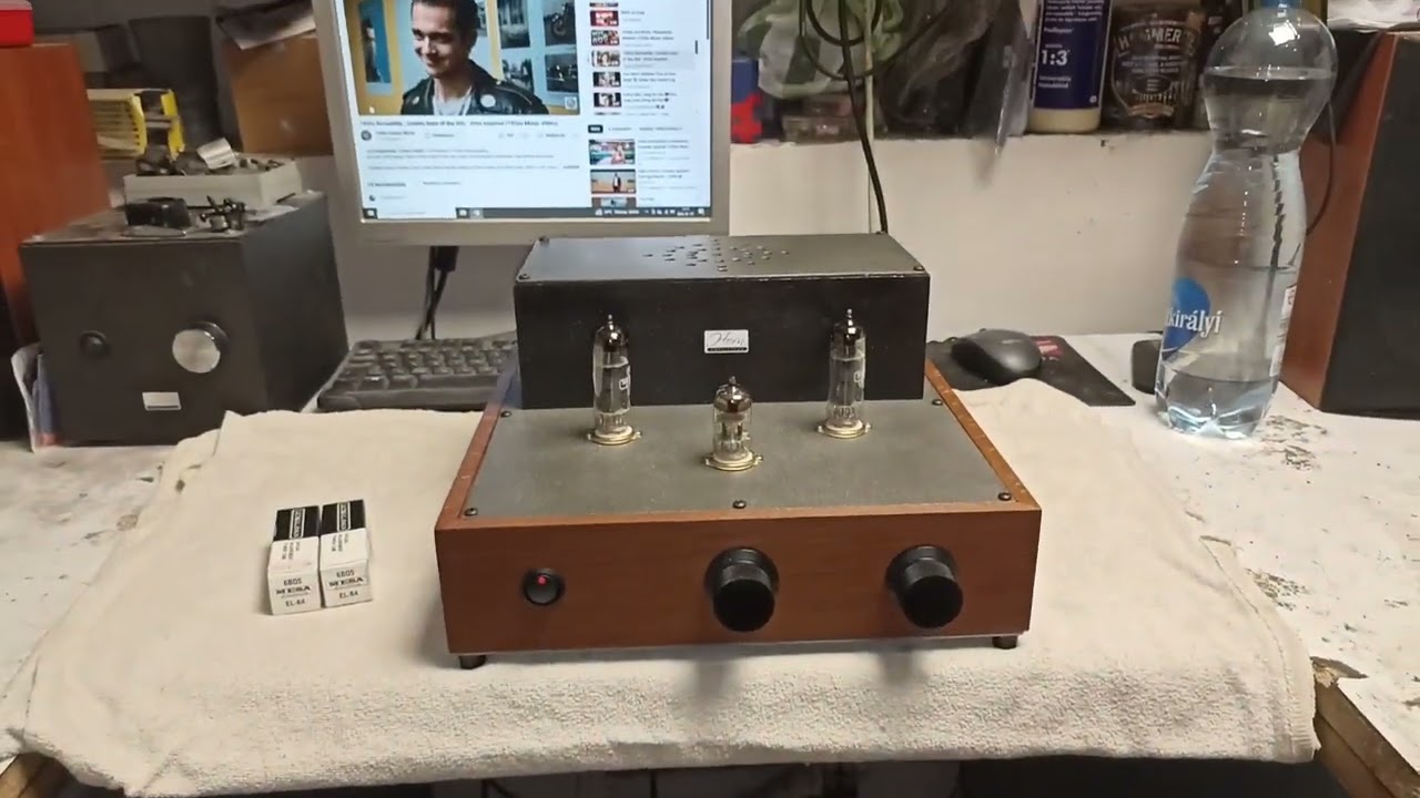 Home made 6BQ5 (EL84) SE tube amplifier first test....