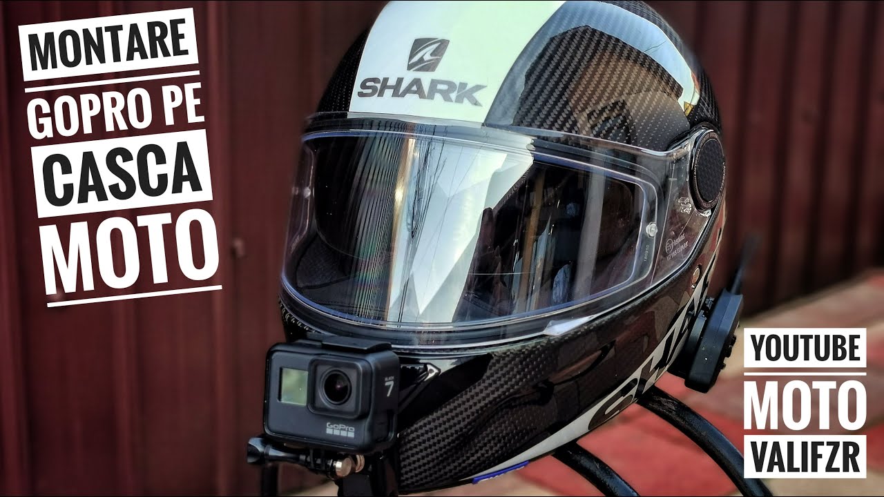 Montaj simplu fara extensi la camera video pe casca Moto Shark