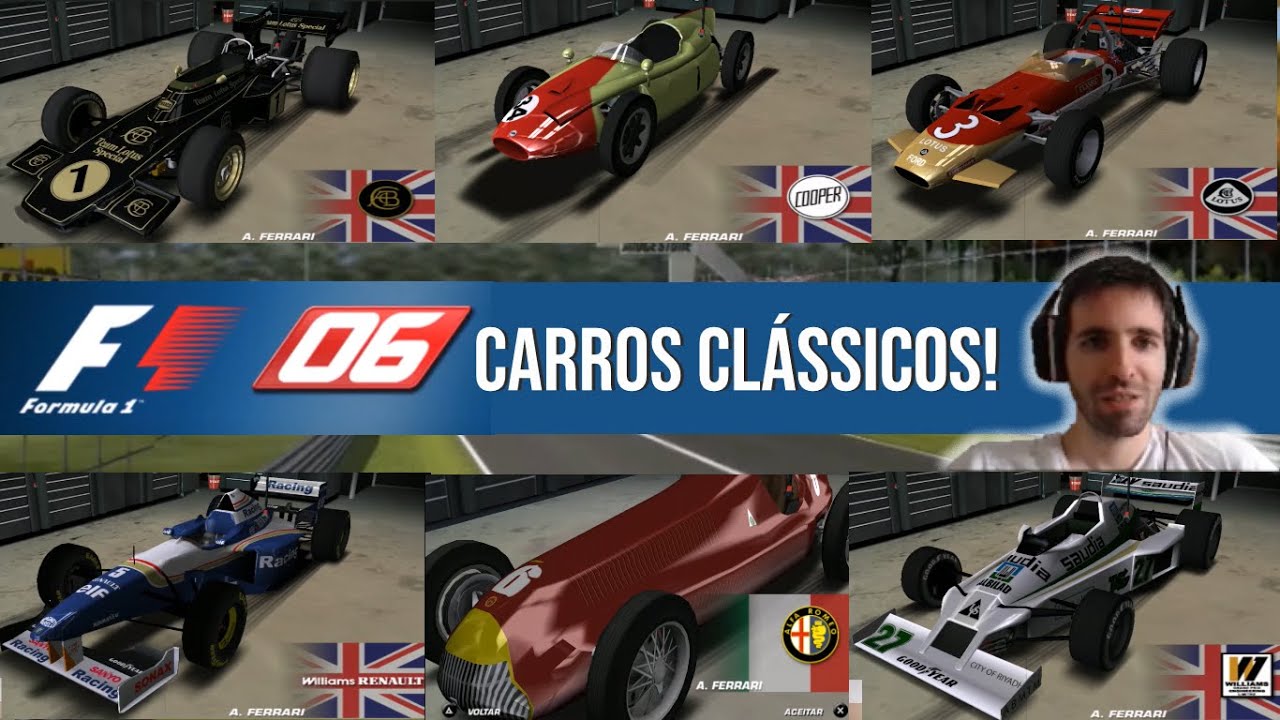 Os CARROS CLÁSSICOS do F1 2006 PS2/PSP!