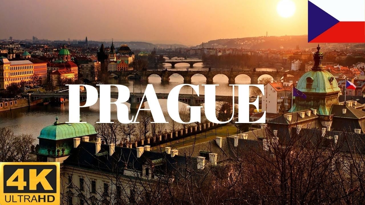 Prague and Karlovy Vary Walking Tour 4K Ambient Sound with subtitles