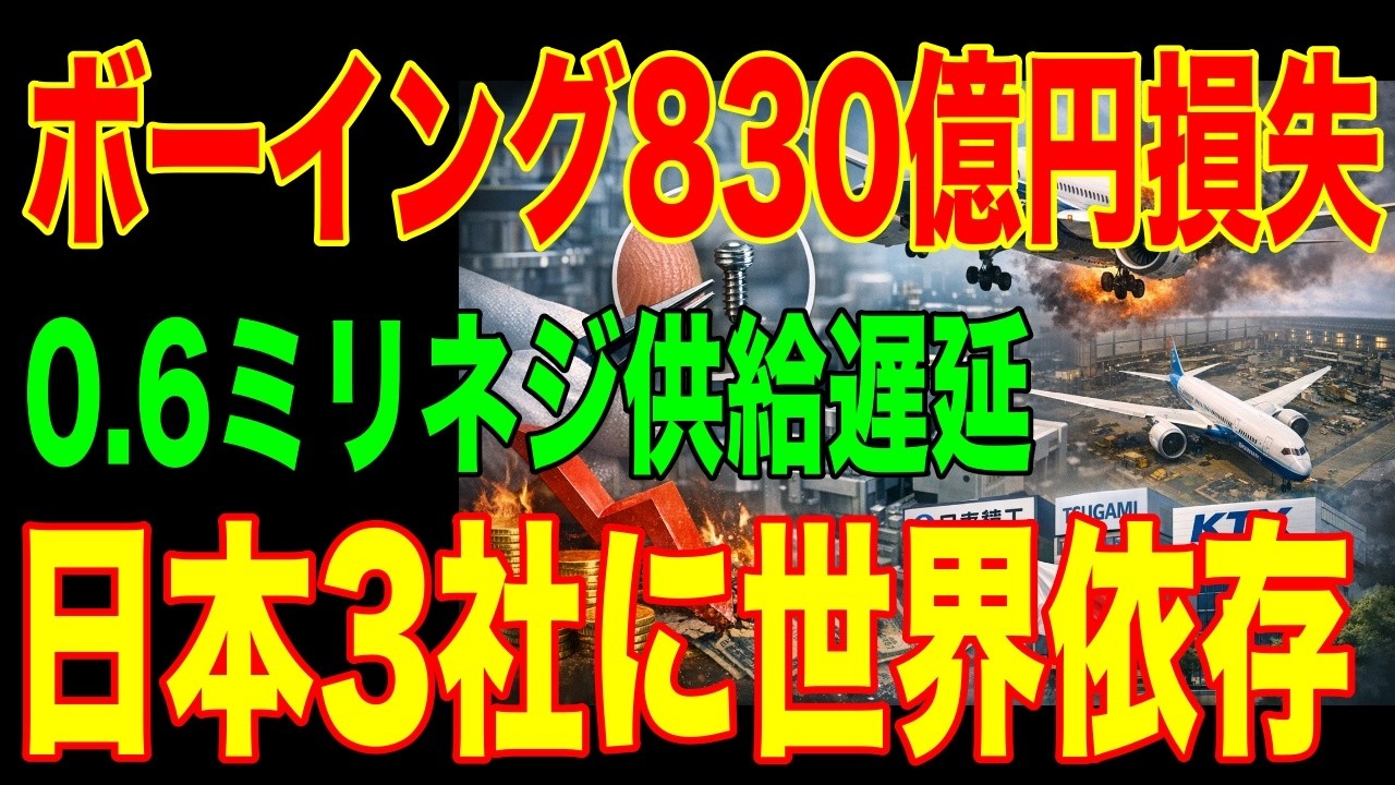 【衝撃】日本の「0.6ミリのネジ」が世界の工場を止めた...ボーイング830億円損失でも代替できない理由とは