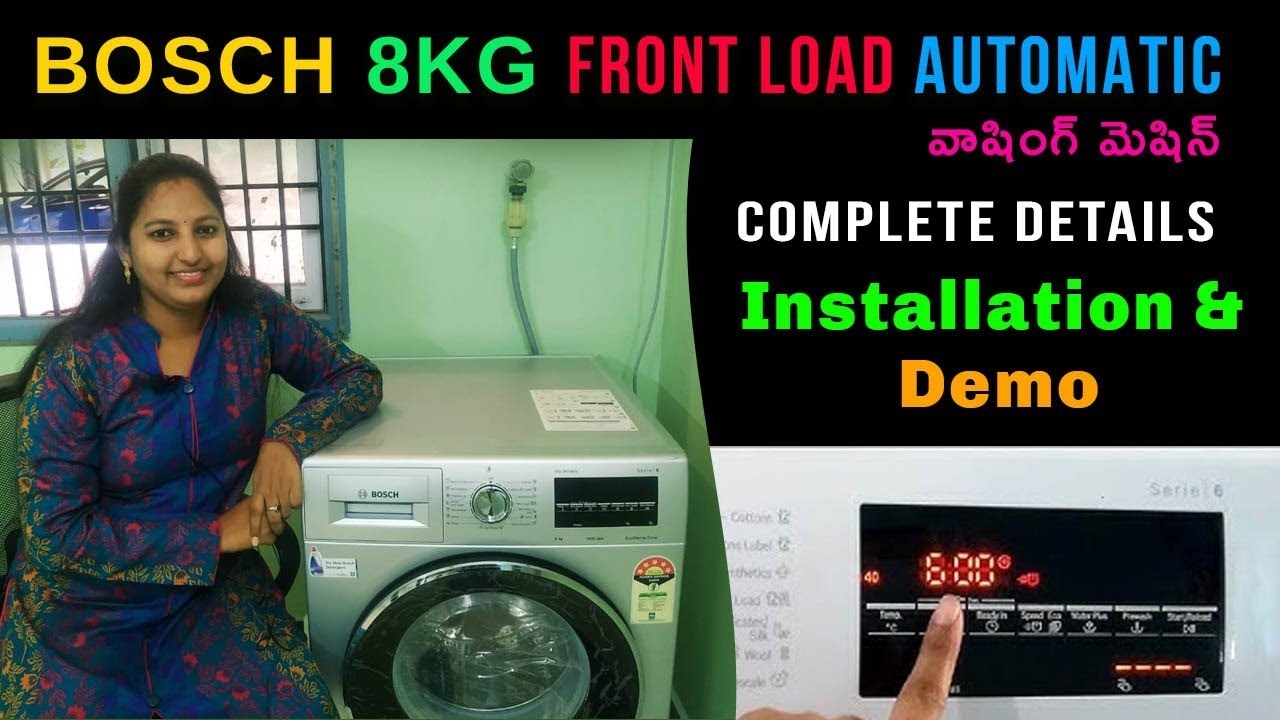 Bosch Washing machine front load 8kgs demo in telugu latest model/cleaning and maintenance tips
