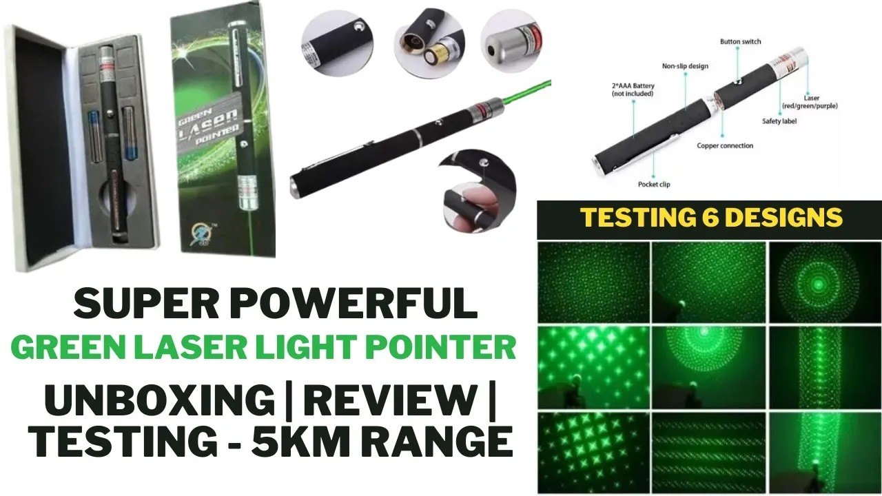 Green Laser Pointer Unboxing and Review   Green Laser Light Testing 6 Designs   5 km Range   ₹300