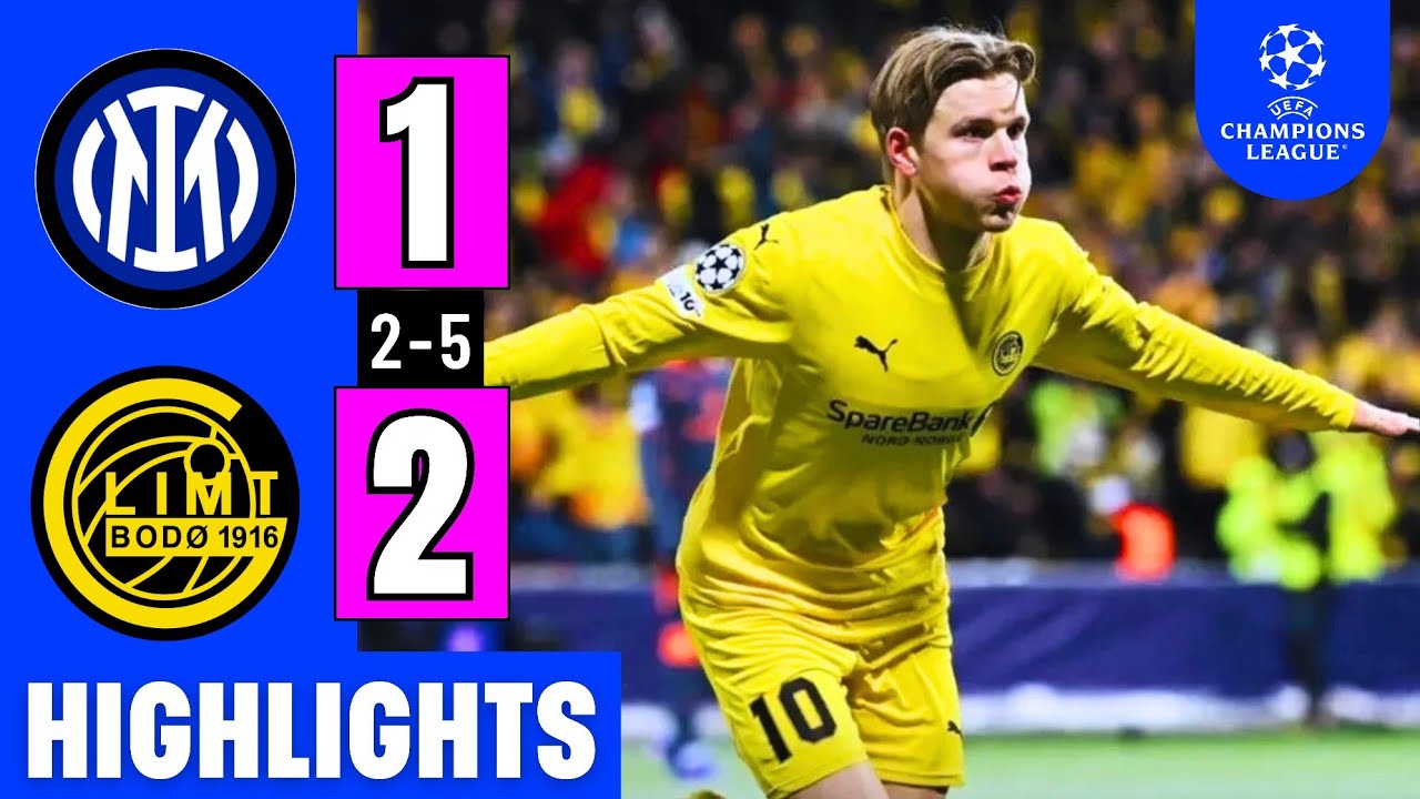Inter Milan vs Bod&oslash;/Glimt 1-2 (Agg 2-5) | Highlights | H&aring;kon Evjen Goal | UCL | Jens Petter Hauge