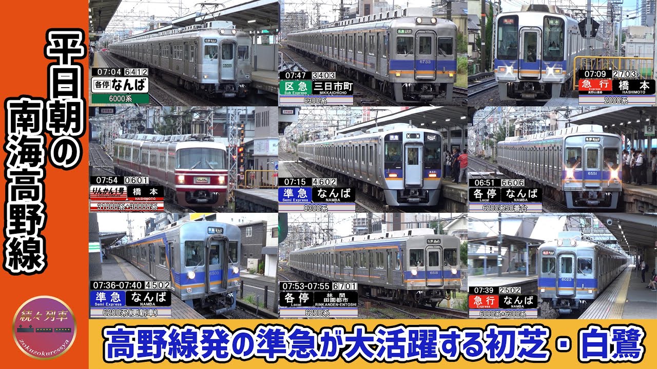 意外と停まるレアな高野線準急などが登場、平日早朝の初芝・白鷺駅走行集2024.10【続々列車】