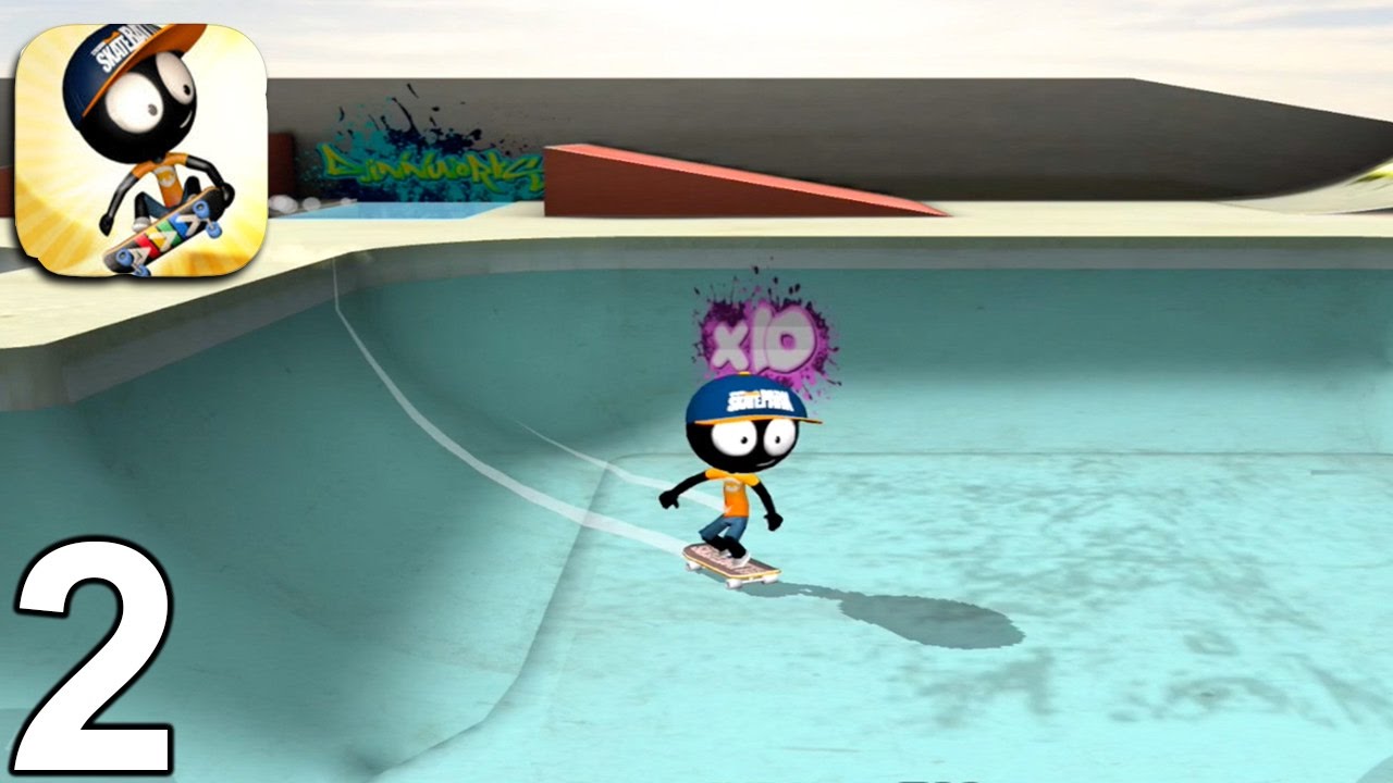 STICKMAN SKATE BATTLE Gameplay Part 2 - Pool (iOS Android)