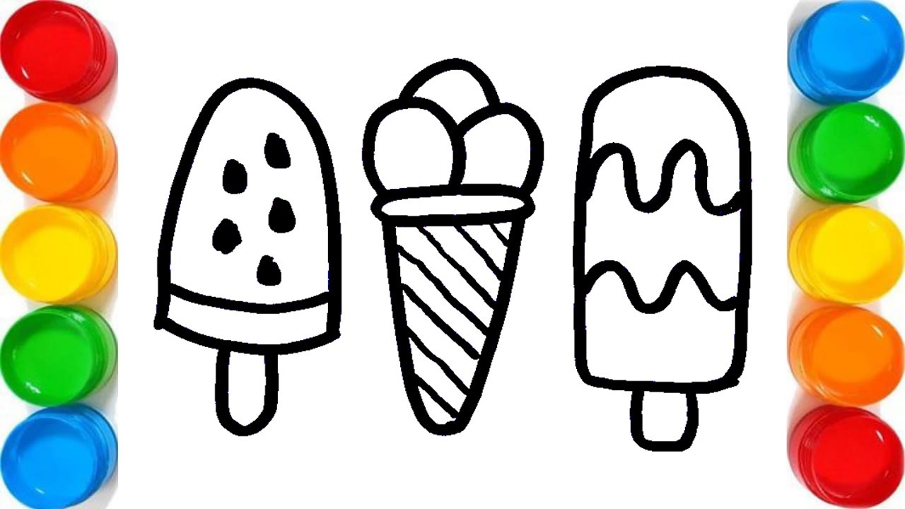 Draw and Color Rainbow Ice Creams 🍦🍨🍧❄️🌈 Drawings for Kids