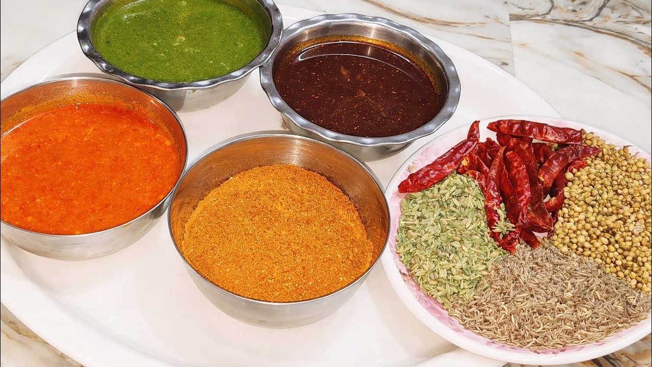 🌶️ Desi Chutney & Masala Recipe | Green, Red & Special Masala Mix by Heena's zaika Ramzan special 🤤