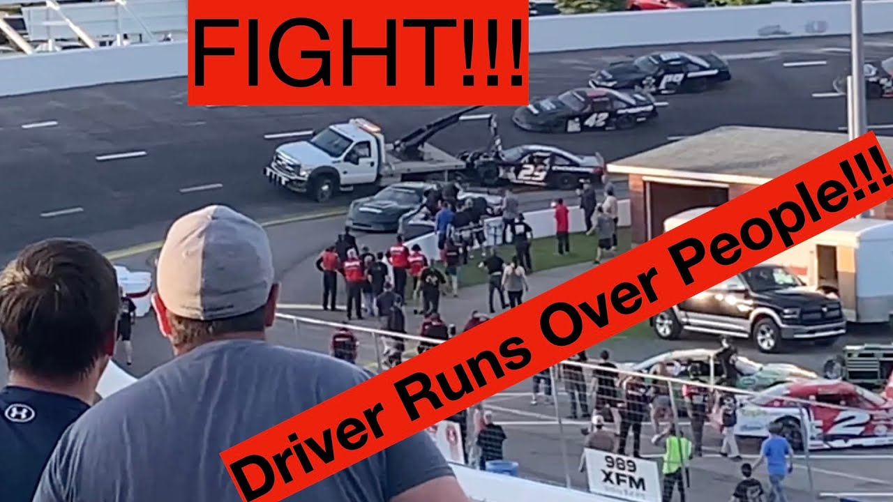 Race at Riverside International Speedway in Antigonish Crash, FIGHT and a Driver runs over people