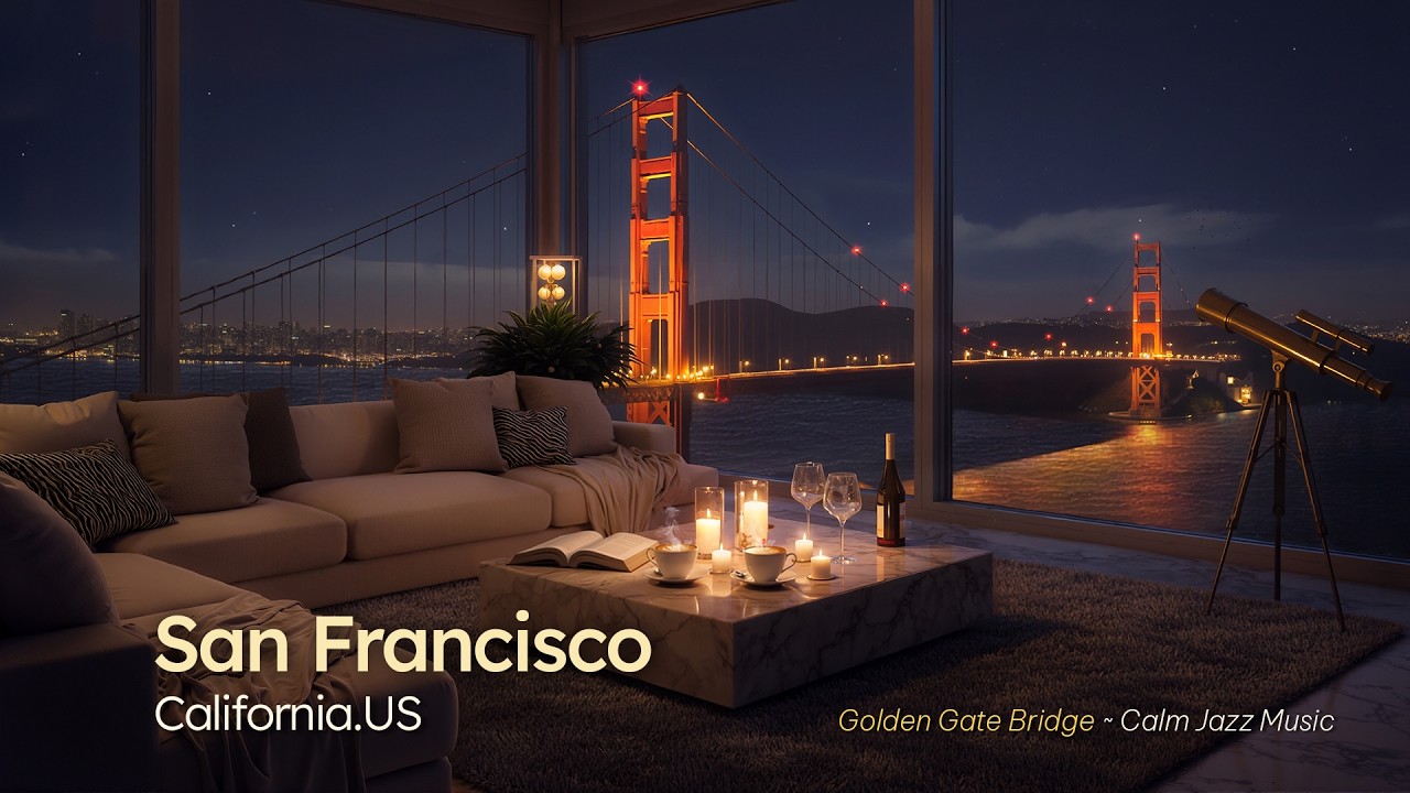 Smooth Jazz in a Luxury San Francisco Apartment | Golden Gate Bridge Ambience & Jazz Relaxing Music