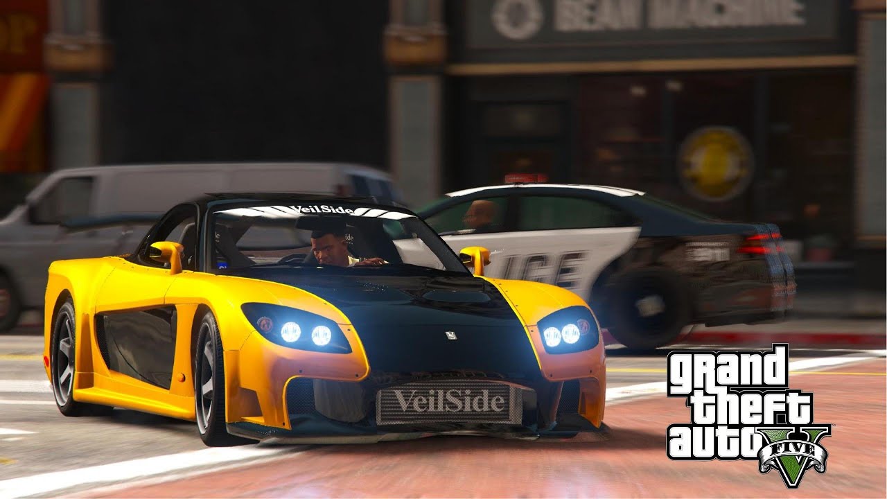 GTA V MODS: Assalto a banco a mao armada e fuga INSANA da POLICIA com o Mazda RX-7 do Han