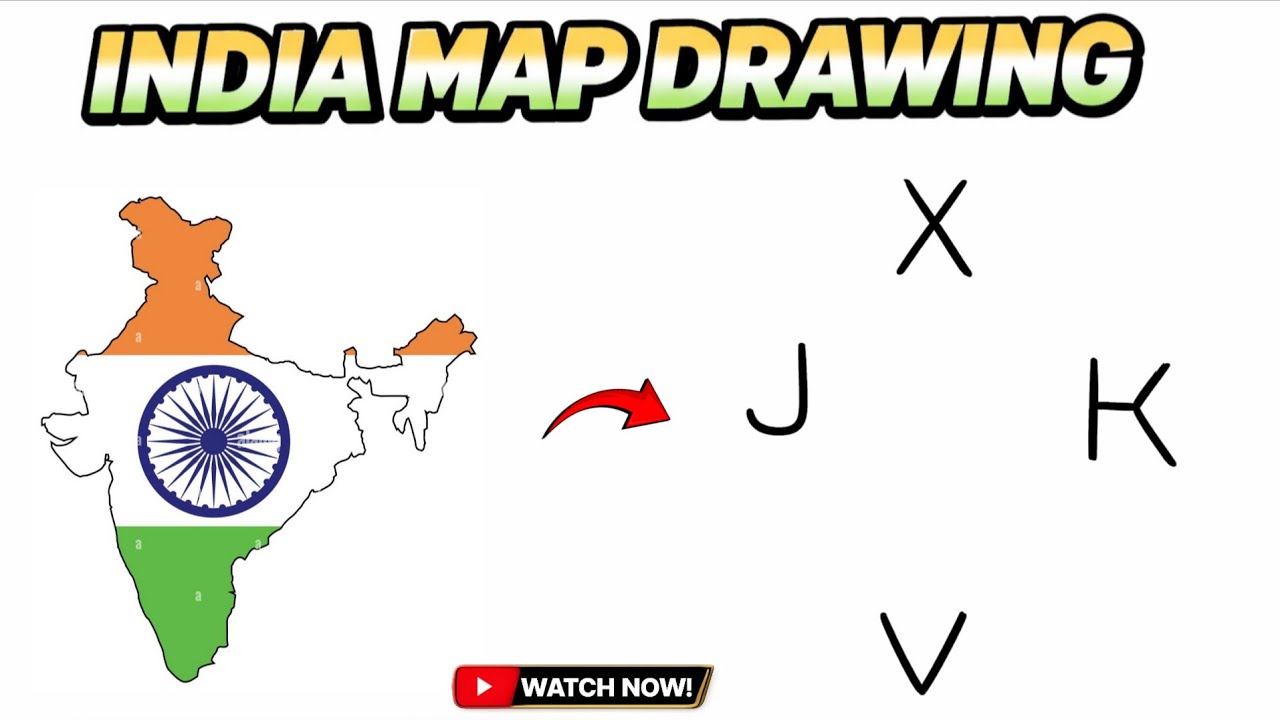 India Map Drawing Using X K V J Letters | Easy India Map Drawing Idea | India Map Drawing |India Map