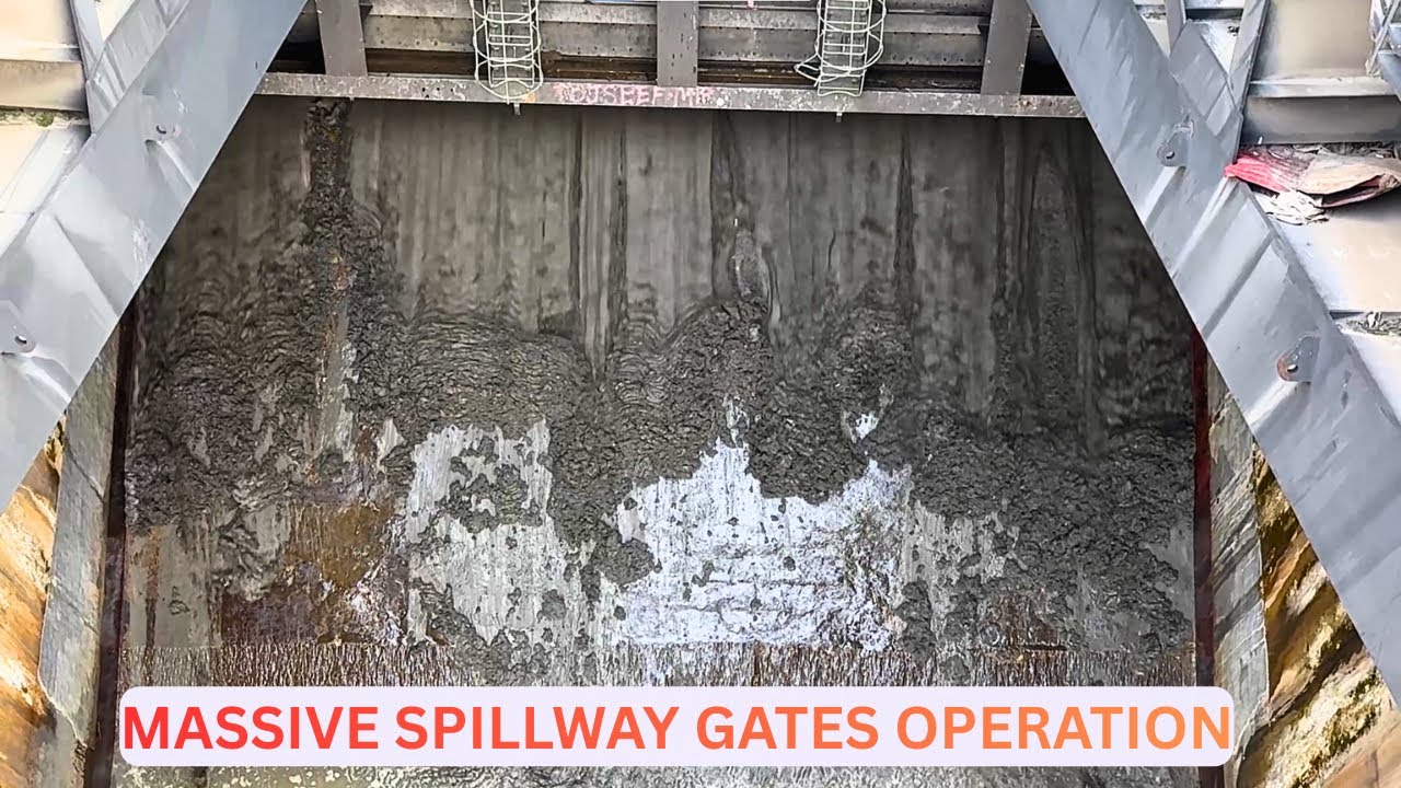 Giant Spillway Gate Open with HUGE Water Surge